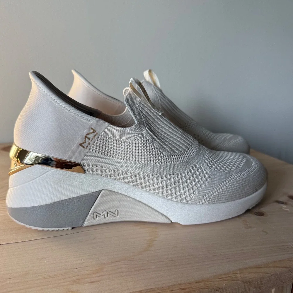 Mark Nason by Skechers Hands Free Slip-Ins Knit Wedge Sneakers Gold Women's 8.5